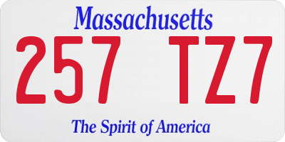 MA license plate 257TZ7