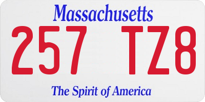 MA license plate 257TZ8