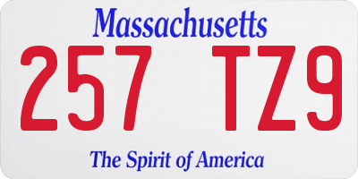 MA license plate 257TZ9