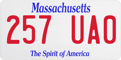 MA license plate 257UA0