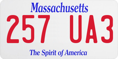 MA license plate 257UA3