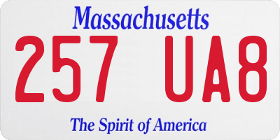 MA license plate 257UA8
