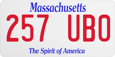 MA license plate 257UB0