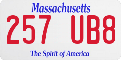 MA license plate 257UB8