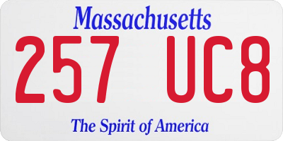 MA license plate 257UC8