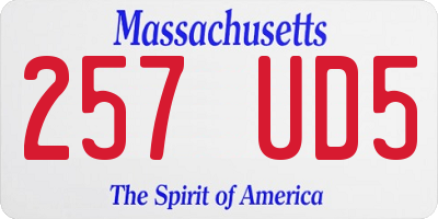 MA license plate 257UD5