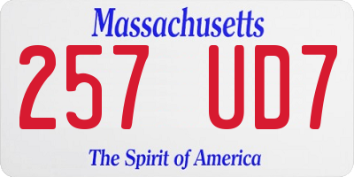 MA license plate 257UD7