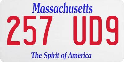 MA license plate 257UD9
