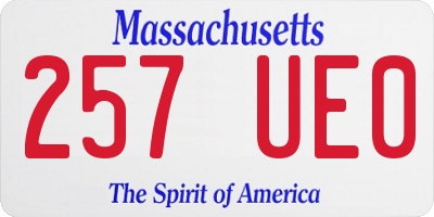 MA license plate 257UE0