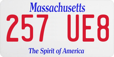MA license plate 257UE8