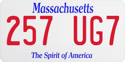 MA license plate 257UG7