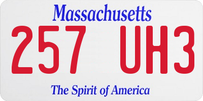 MA license plate 257UH3