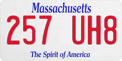 MA license plate 257UH8