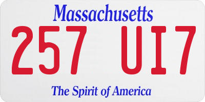 MA license plate 257UI7