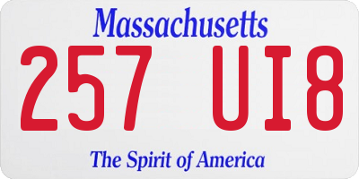 MA license plate 257UI8