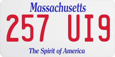 MA license plate 257UI9
