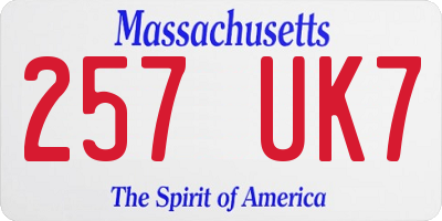 MA license plate 257UK7