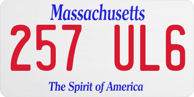 MA license plate 257UL6