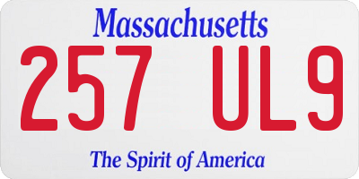 MA license plate 257UL9