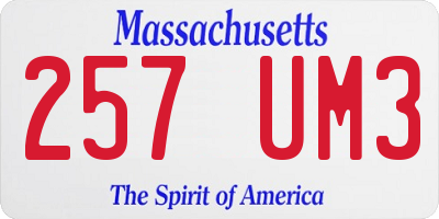 MA license plate 257UM3