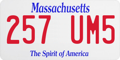 MA license plate 257UM5