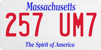 MA license plate 257UM7