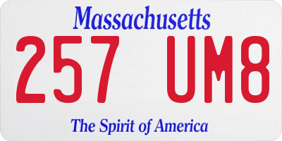 MA license plate 257UM8