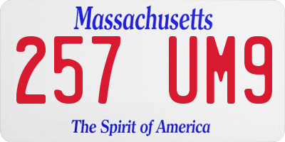 MA license plate 257UM9