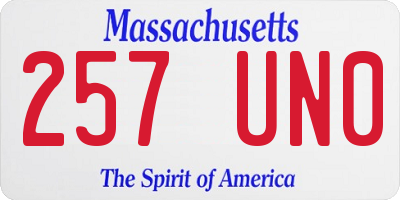 MA license plate 257UN0