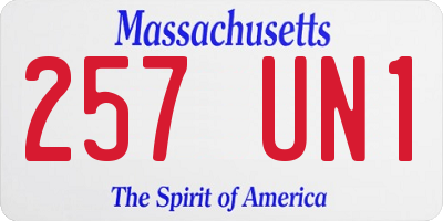 MA license plate 257UN1