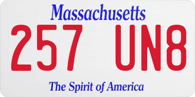 MA license plate 257UN8