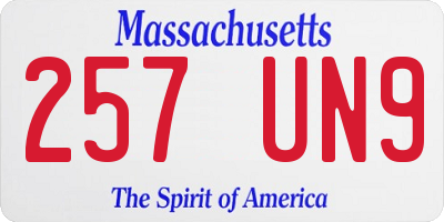 MA license plate 257UN9