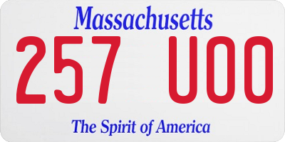 MA license plate 257UO0