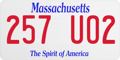 MA license plate 257UO2