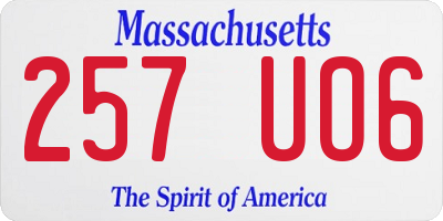 MA license plate 257UO6
