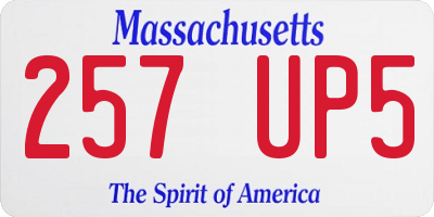 MA license plate 257UP5