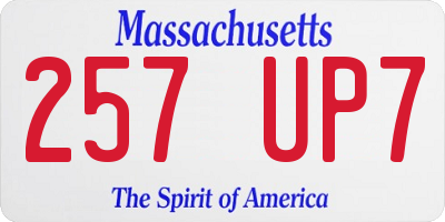 MA license plate 257UP7