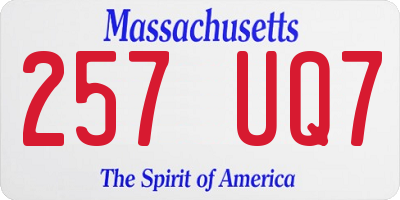 MA license plate 257UQ7