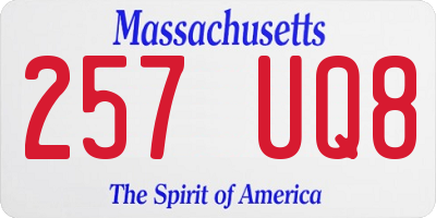 MA license plate 257UQ8