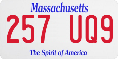 MA license plate 257UQ9