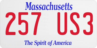 MA license plate 257US3