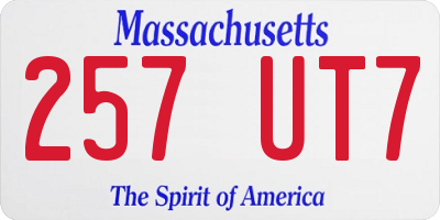 MA license plate 257UT7
