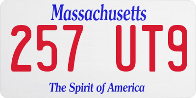 MA license plate 257UT9