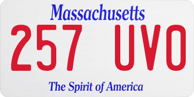 MA license plate 257UV0