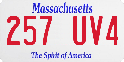 MA license plate 257UV4