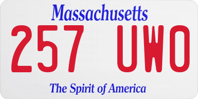 MA license plate 257UW0