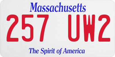 MA license plate 257UW2