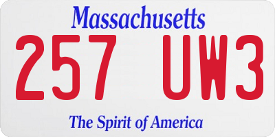MA license plate 257UW3
