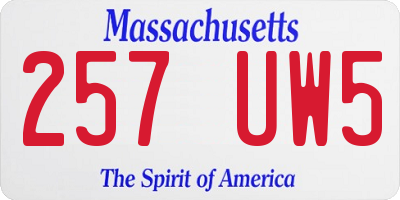 MA license plate 257UW5