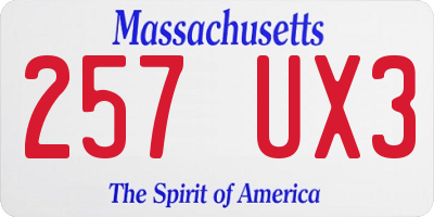 MA license plate 257UX3